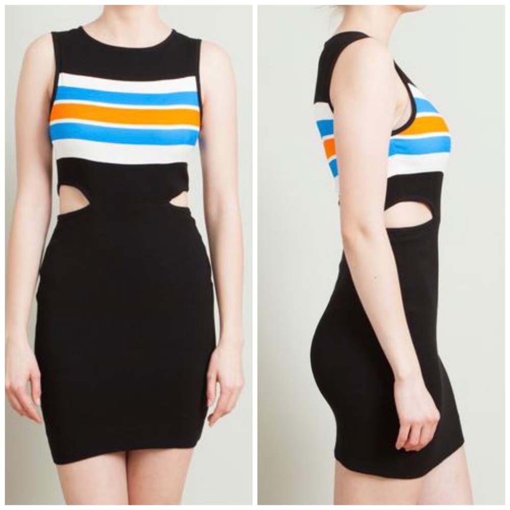 Tanya Taylor Connor Striped Cutout Bodycon Dress